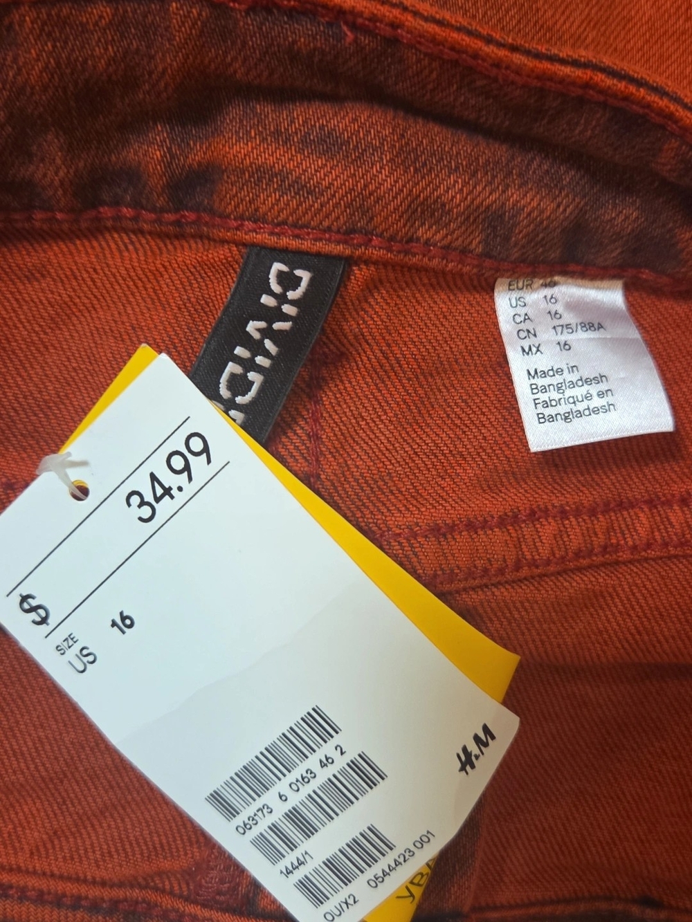 Rust Orange Denim Jacket - Size US 16